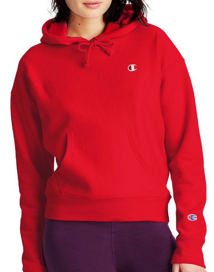 Sudadera Con Capucha Champion Mujer - Reverse Weave C Logo ( Rojas ) 5170498-OX